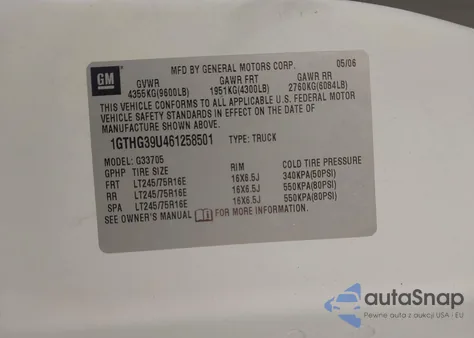 2006 GMC Savana Work Van from USA, damaged, VIN 1GTHG39U461258501